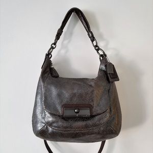 Green snake skinned Coach bag